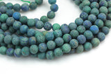 Natural Matte Malachite Azurite Beads Grade AAA 4mm, 6mm, 8mm, 10mm, 12mm, 14mm- Full 15.5 Inch Strand AAA Quality Gemstone Beads