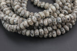 Natural Gray Spotted Jasper, High Quality in Roundel, 6mm, 8mm, 10mm, 12mm- Full 15.5 Inch Strand Smooth Gemstone Beads