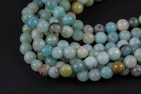 Natural AMAZONITE Best Quality faceted round sizes, -Full Strand 15.5 inch Strand, 4mm, 6mm, 8mm, 12mm, or 14mm Beads AAA Quality
