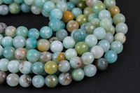 Natural AMAZONITE Best Quality faceted round sizes, -Full Strand 15.5 inch Strand, 4mm, 6mm, 8mm, 12mm, or 14mm Beads AAA Quality