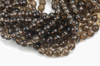 Natural Smokey Quartz Beads, Faceted Round, Full Strand 15.5 Inch Strand-5mm, 6mm, 8mm, 10mm, or 12mm beads Gemstone Beads