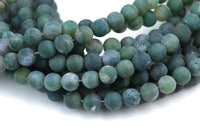 Natural Moss Grass Agate, High Quality in Matt Round- 4mm, 6mm, 8mm, 10mm, 12mm, 14mm- Full 16 inch strand AAA Quality Gemstone Beads