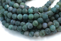 Natural Moss Grass Agate, High Quality in Matt Round- 4mm, 6mm, 8mm, 10mm, 12mm, 14mm- Full 16 inch strand AAA Quality Gemstone Beads