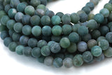 Natural Moss Grass Agate, High Quality in Matt Round- 4mm, 6mm, 8mm, 10mm, 12mm, 14mm- Full 16 inch strand AAA Quality Gemstone Beads