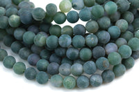 Natural Moss Grass Agate, High Quality in Matt Round- 4mm, 6mm, 8mm, 10mm, 12mm, 14mm- Full 16 inch strand AAA Quality Gemstone Beads