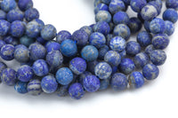 Natural Matte Lapis Lazuli, Not Dyed High Quality in Round, 2mm, 3mm, 4mm, 6mm, 8mm, 10mm, 12mm- Full 15.5 Inch Strand AAA Quality