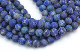 Natural Matte Lapis Lazuli, Not Dyed High Quality in Round, 2mm, 3mm, 4mm, 6mm, 8mm, 10mm, 12mm- Full 15.5 Inch Strand AAA Quality