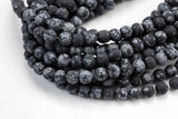 Natural Matte Snowflake Obsidian Grade AAA Round-4mm, 6mm, 8mm, 10mm, 12mm- Full 15.5 Inch Strand AAA Quality Gemstone Beads