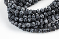 Natural Matte Snowflake Obsidian Grade AAA Round-4mm, 6mm, 8mm, 10mm, 12mm- Full 15.5 Inch Strand AAA Quality Gemstone Beads