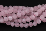 Rose Quartz Beads Matte Natural , High Quality in Round- 4mm, 6mm, 8mm, 10mm, 12mm- 15.5 Inch Strand Gemstone Beads