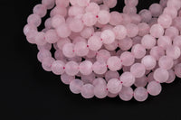 Rose Quartz Beads Matte Natural , High Quality in Round- 4mm, 6mm, 8mm, 10mm, 12mm- 15.5 Inch Strand Gemstone Beads
