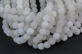 Natural White Moonstone Jade, High Quality in Matte Round, 6mm, 8mm, 10mm, 12mm -Full Strand 15.5 inch Strand, AAA Quality Gemstone Beads