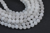 Natural White Moonstone Jade, High Quality in Matte Round, 6mm, 8mm, 10mm, 12mm -Full Strand 15.5 inch Strand, AAA Quality Gemstone Beads