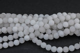 Natural White Moonstone Jade, High Quality in Matte Round, 6mm, 8mm, 10mm, 12mm -Full Strand 15.5 inch Strand, AAA Quality Gemstone Beads