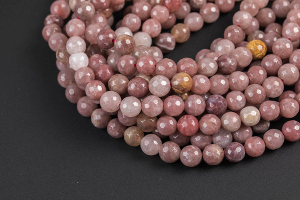 Natural Strawberry Quartz, High Quality in Faceted Round- Full 15.5 Inch Long Strand! Gemstone Beads