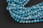 Natural Larimar Quartz- High Quality in Round,-Full Strand 15.5 inch Strand, 6mm, 8mm, 10mm Beads AAA Quality AAA Quality Smooth