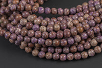 Gorgeous Purple Flower Agate, High Quality in Smooth Round- 4mm, 6mm, 8mm, 10mm, 12mm 14mm -Full Strand 15.5 inch Strand