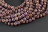 Gorgeous Purple Flower Agate, High Quality in Smooth Round- 4mm, 6mm, 8mm, 10mm, 12mm 14mm -Full Strand 15.5 inch Strand