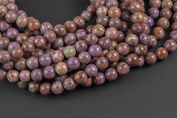 Gorgeous Purple Flower Agate, High Quality in Smooth Round- 4mm, 6mm, 8mm, 10mm, 12mm 14mm -Full Strand 15.5 inch Strand