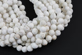 Natural White Turquiose Matte Round 6mm, 8mm, 10mm, 12mm-FuLL AAA Quality Gemstone Beads
