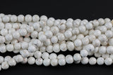 Natural WHITE Turquoise SMOOTH FINISHED-- Round-- All sizes, 4mm, 6mm, 8mm, 10mm, 12mm. Full Strand- Wholesale bulk or Single Strand! Smooth