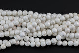 Natural WHITE Turquoise SMOOTH FINISHED-- Round-- All sizes, 4mm, 6mm, 8mm, 10mm, 12mm. Full Strand- Wholesale bulk or Single Strand! Smooth