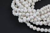 Natural WHITE Turquoise SMOOTH FINISHED-- Round-- All sizes, 4mm, 6mm, 8mm, 10mm, 12mm. Full Strand- Wholesale bulk or Single Strand! Smooth