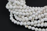 Natural WHITE Turquoise SMOOTH FINISHED-- Round-- All sizes, 4mm, 6mm, 8mm, 10mm, 12mm. Full Strand- Wholesale bulk or Single Strand! Smooth