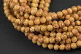 Natural Raja Kayu Wood. 6mm or 8mm Round. Full Strand 16". Gemstone Beads