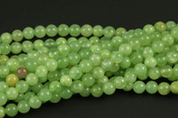 Natural Rare African Green Flower Jade Smooth Beads 4mm 6mm 8mm 10mm Round Beads 15.5" Strand Gemstone Beads