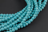 Natural Magnesite Turquiose Round- Full 16 inch strand- 4mm, 6mm, 8mm, 10mm, 12mm, 14mm, 16mm Smooth Gemstone Beads