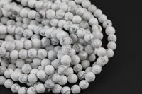 Natural Wholesale Faceted White Howlite Beads Jasper Faceted Round 4mm 6mm 8mm 10mm 12mm - Full 15.5 Inch Strand Gemstone Beads