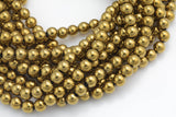 Gold Hematite Smooth Round Beads 2mm 3mm 4mm 6mm 8mm 10mm 12mm 15.5" Strand