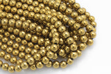 Gold Hematite Smooth Round Beads 2mm 3mm 4mm 6mm 8mm 10mm 12mm 15.5" Strand