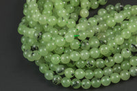 Natural Prehnite Garnet Beads Grade AAA Round, High Quality - 4mm, 6mm, 8mm, 10mm- Full 15.5 Inch Strand Smooth Gemstone Beads