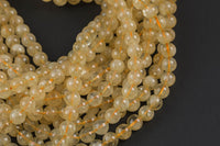 Natural CITRINE Round 6mm, 8mm, 10mm- Full Strand 15.5 Inches Long A Quality Smooth Gemstone Beads