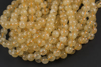 Natural CITRINE Round 6mm, 8mm, 10mm- Full Strand 15.5 Inches Long A Quality Smooth Gemstone Beads