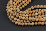 Natural Wood Jasper Faceted Round- Tiger Skin Jasper- 4mm, 6mm, 8mm, 10mm, 12mm, 14mm- Full 15.5 Inch Strand Gemstone Beads