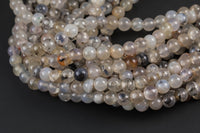 Natural Gray Fire Agate, High Quality in Round, 6mm, 8mm, 10mm, 12mm- Full 16 inch strand Smooth Gemstone Beads