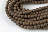 Natural Matte Brown Silk Wood. 6mm or 8mm or 10mm Round. Full Strand-Full Strand 15.5 inch Strand Gemstone Beads