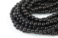 Natural Grenadilla Wood. 6mm or 8mm or 10mm Round. Full Strand- 15.5 Inch Strand Gemstone Beads