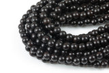 Natural Grenadilla Wood. 6mm or 8mm or 10mm Round. Full Strand- 15.5 Inch Strand Gemstone Beads