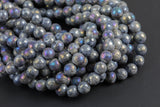 Natural Larvikite Marble Labradorite AB faceted Round 4mm, 6mm, 8mm, 10mm, 12mm, 14mm- Wholesale Bulk or Single Strand! Gemstone Beads