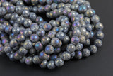 Natural Larvikite Marble Labradorite AB facetted Round 4mm, 6mm, 8mm, 10mm, 12mm, 14mm- Wholesale Bulk or Single Strand! Gemstone Beads