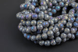 Natural Larvikite Marble Labradorite AB faceted Round 4mm, 6mm, 8mm, 10mm, 12mm, 14mm- Wholesale Bulk or Single Strand! Gemstone Beads