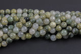 Natural Green Rutilated Quartz Beads Grade AAA Faceted Round 6mm, 8mm, 10mm, 12mm- Full 15.5 Inch Strand Gemstone Beads