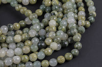 Natural Green Rutilated Quartz Beads Grade AAA Faceted Round 6mm, 8mm, 10mm, 12mm- Full 15.5 Inch Strand Gemstone Beads