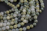 Natural Green Rutilated Quartz Beads Grade AAA Faceted Round 6mm, 8mm, 10mm, 12mm- Full 15.5 Inch Strand Gemstone Beads