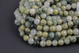 Natural Green Rutilated Quartz Beads Grade AAA Faceted Round 6mm, 8mm, 10mm, 12mm- Full 15.5 Inch Strand Gemstone Beads