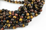 Natural Faceted Round Multi- Tiger's Eye Tigereye, High Quality in Faceted Round, 8mm, 10mm, 12mm- Full 16 inch strand Gemstone Beads